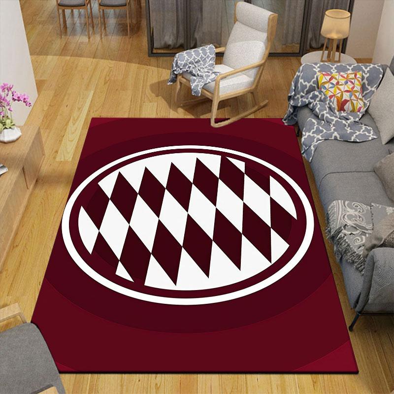 Bayern Munich Flannel Printed Carpet, Home Sofa Decoration for Living Room & Bedroom, Non‑Slip Play Flannel Floor Mat for Game Room