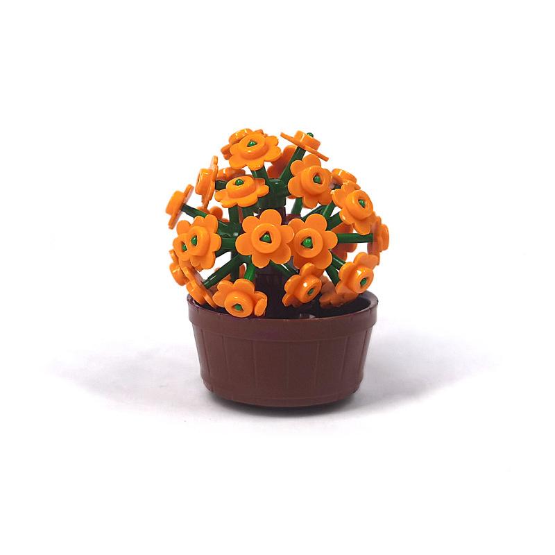 Potted garden plants small particles mosaic assembly building block toy leaves small flowers landscape ornament