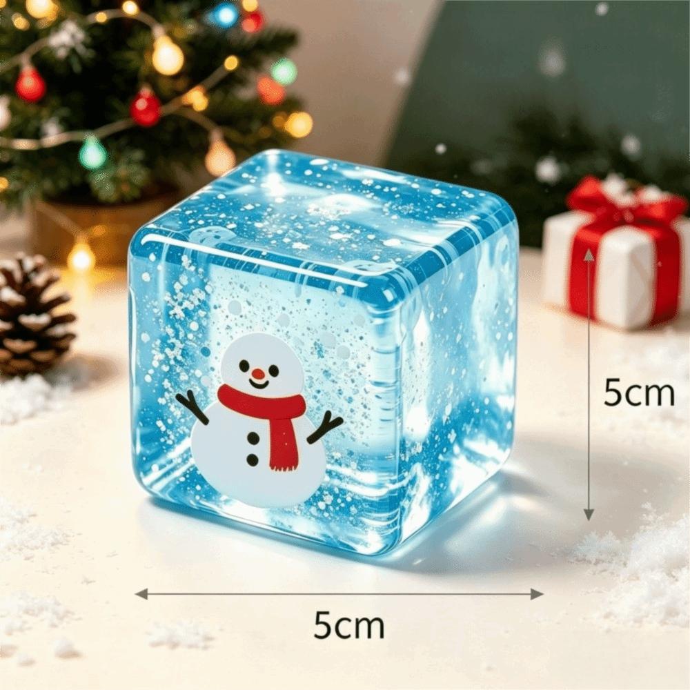 Christmas Theme Cube Squeeze Toy Stress Relief Transparent Block Pinch Toy  Office Desk Toy