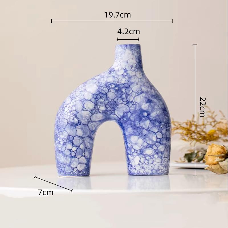 Керамическая ваза Узор Пузырьки Геометрия Резьба Цветочная композиция Скульптура Керамическая Брусчатка Ремесла Домашний декор