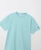 Short Sleeve Round Neck Cotton USA Short Sleeve Pocket Basic Light Blue Green [Champion] T-Shirt 100% T-Shirt C3-X357 Men's