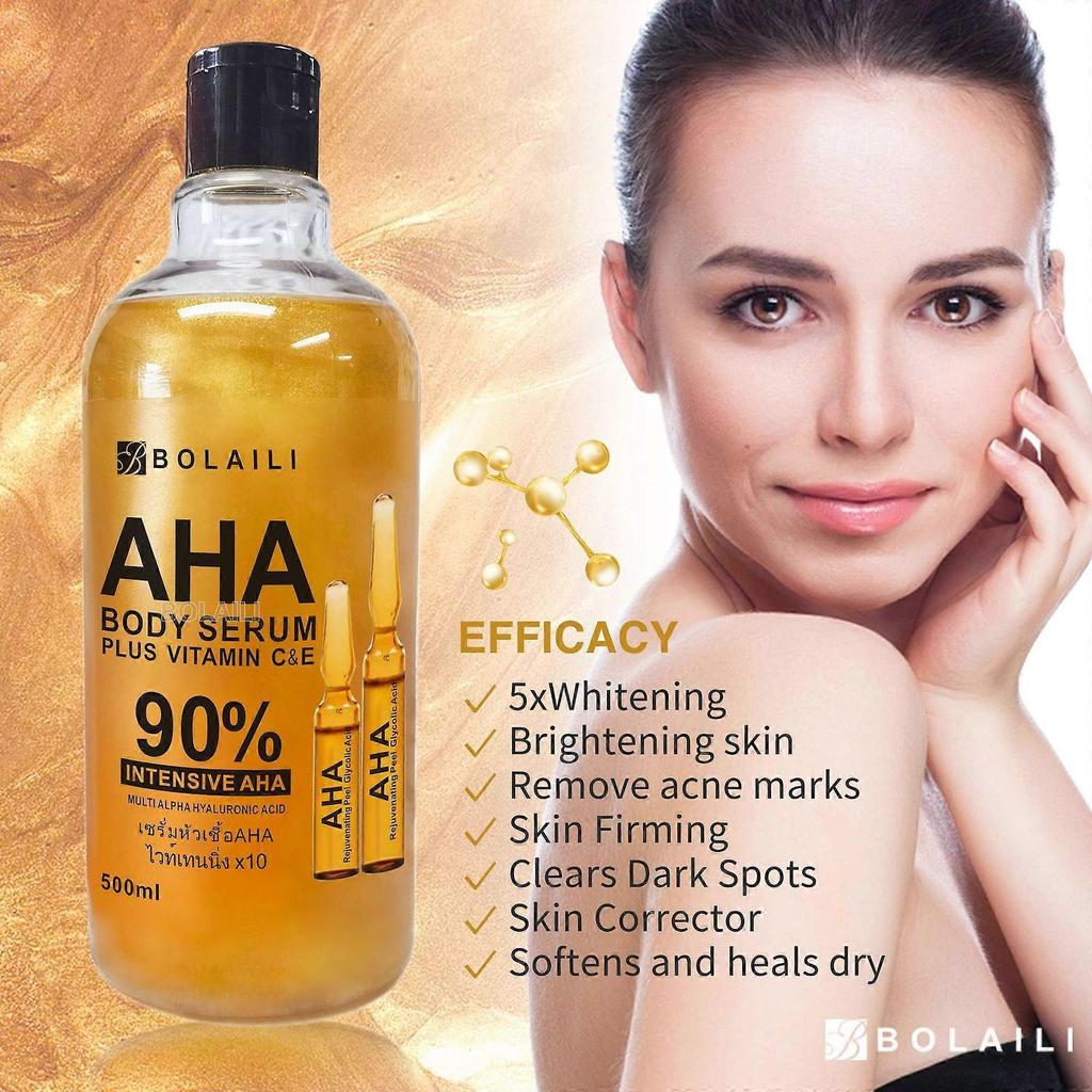 AHA Serum, 24K Gold Foil Hyaluronic Acid Serum for Women & Man, Radiant Skin Solution, 500ml