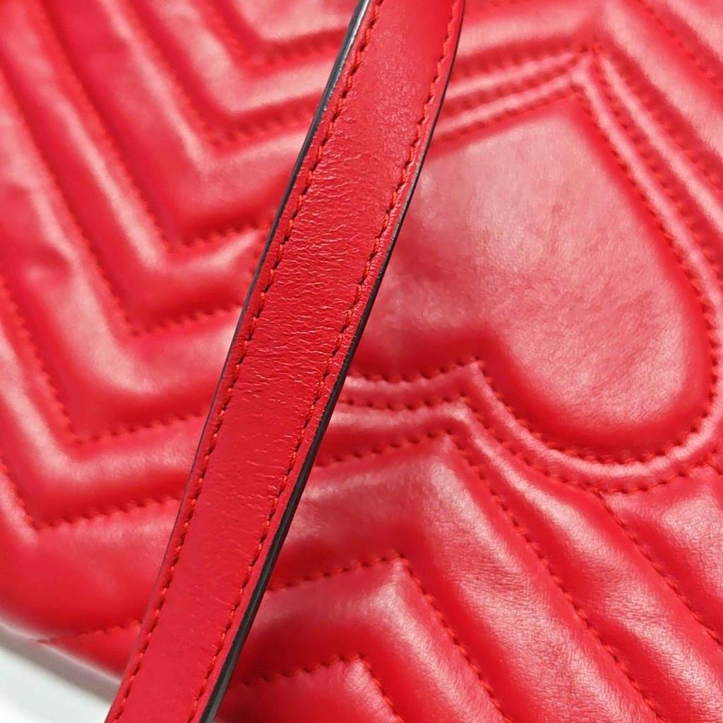 [Pre-Owned] Gucci GG Marmont Small Matelassé Shoulder Bag 'Red' - Good #MA4NP8