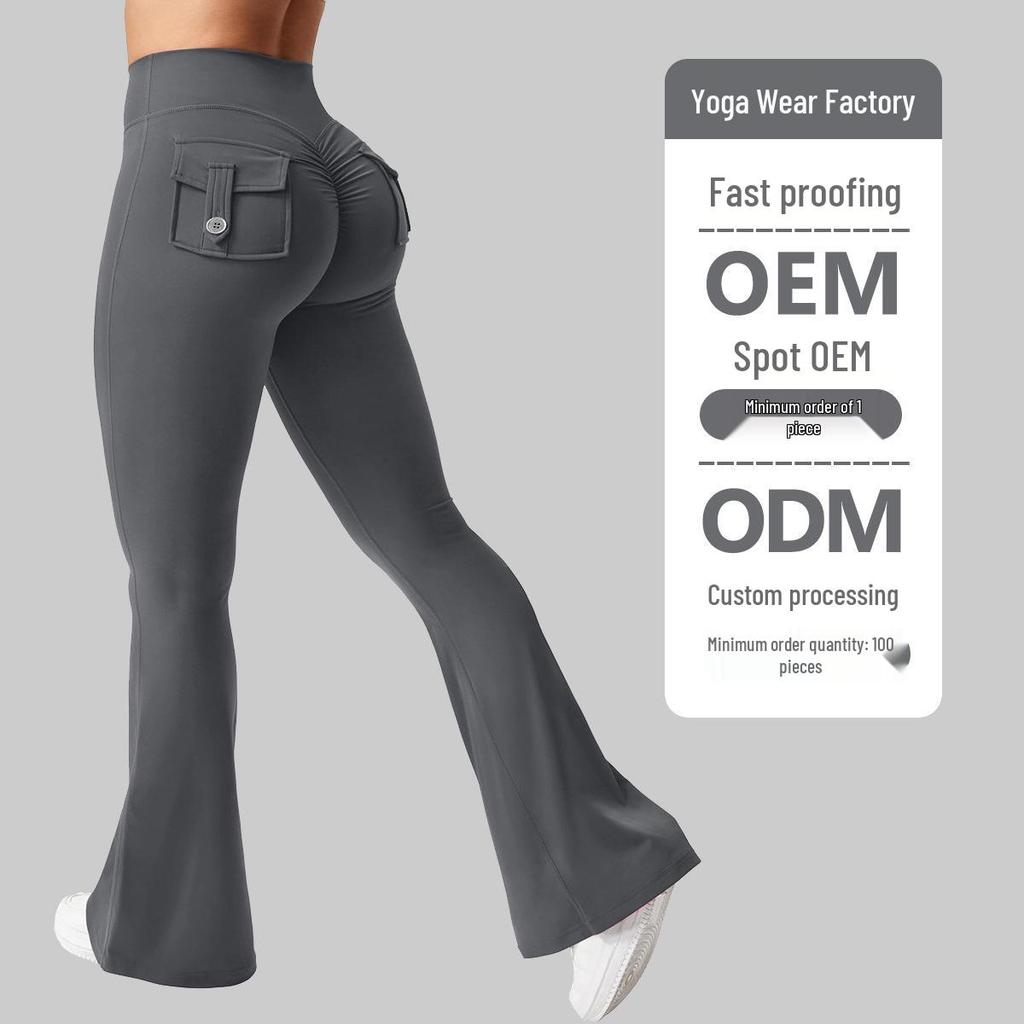 Custom Outdoor Peach Yoga Flare Pants - Stylish, Pocketed, Sport & Workwear for Women