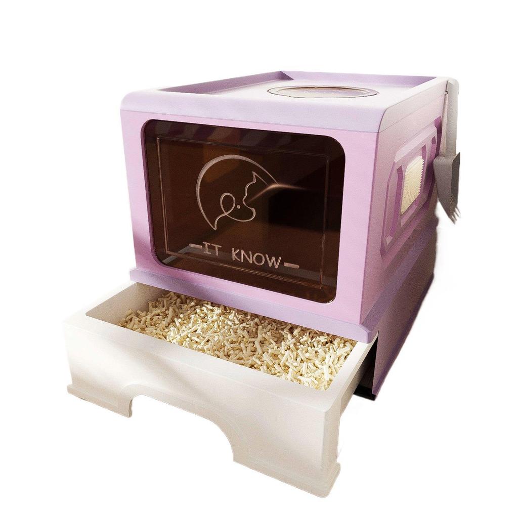 Pull-Out Cat Litter Box with Odor-Blocking Drawer and Full Enclosure