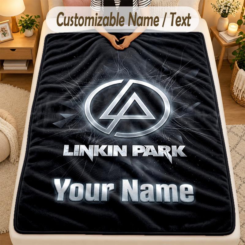 Flannel BlanketLinkin Park Custom Name Text Personalized Soft Warm Throw Blanket Home Decor Gift