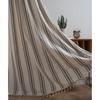 French Style Woven Stripe Cotton Linen Curtain Kitchen Dining Room Semi-Sheer Window Treatment Rod Pocket Grommet Hook