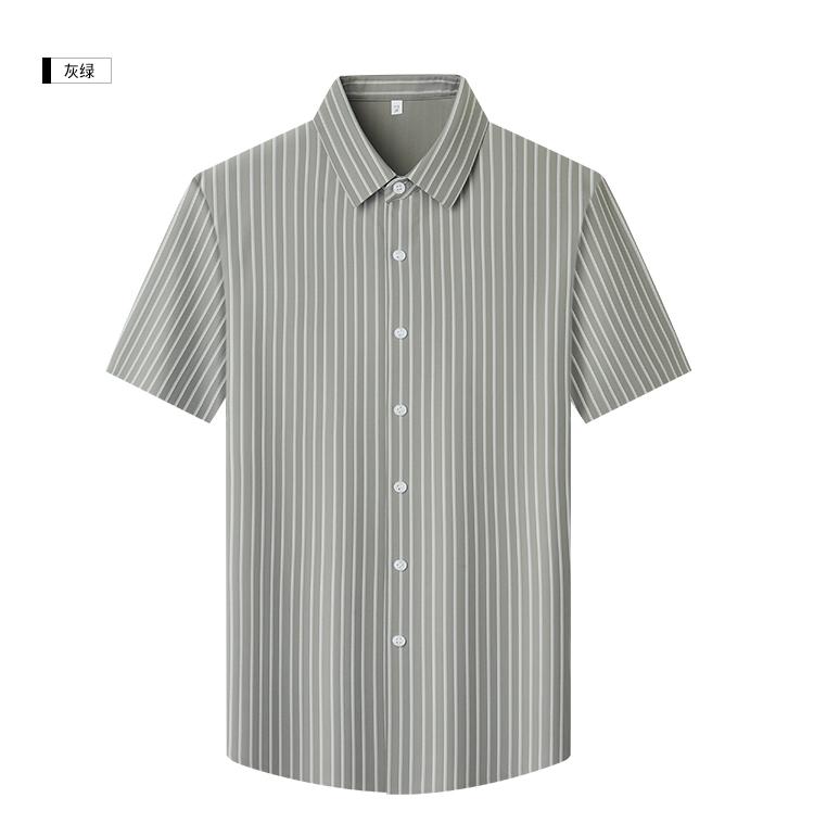 Business Dopamine High end Customization: Summer Cool, Elastic, Breathable, Comfortable Striped Men's Short sleeved Shirt