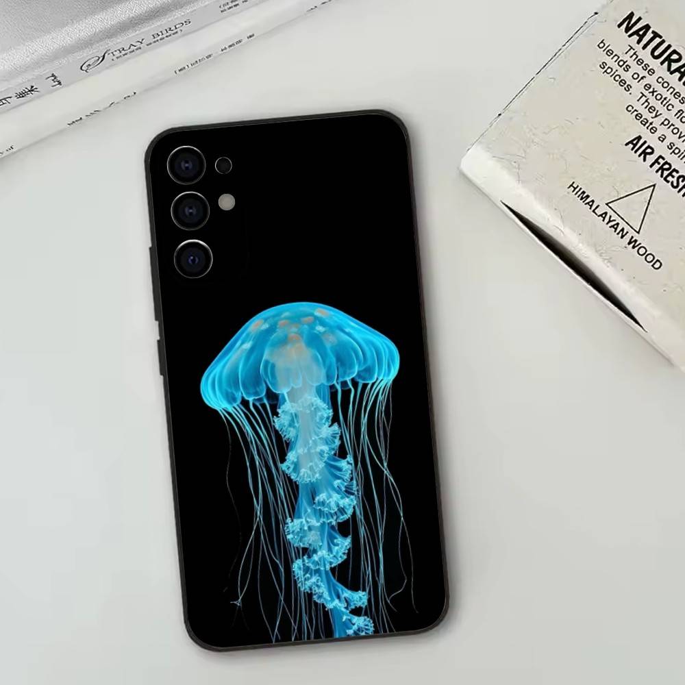 Jellyfish Oceanic   Phone Case Black Silicone Soft For Samsung S25,S24,S21,S22,S23,S30,Ultra,S20,Plus,Fe,Lite