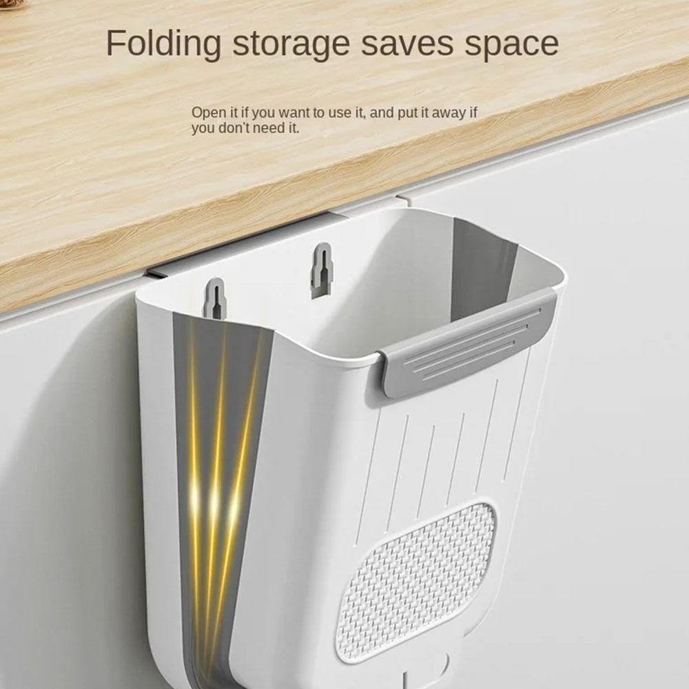 Punch-free Foldable Trash Can Space-saving Toilet Storage Bucket Wall Mount Trash Bin Bathroom