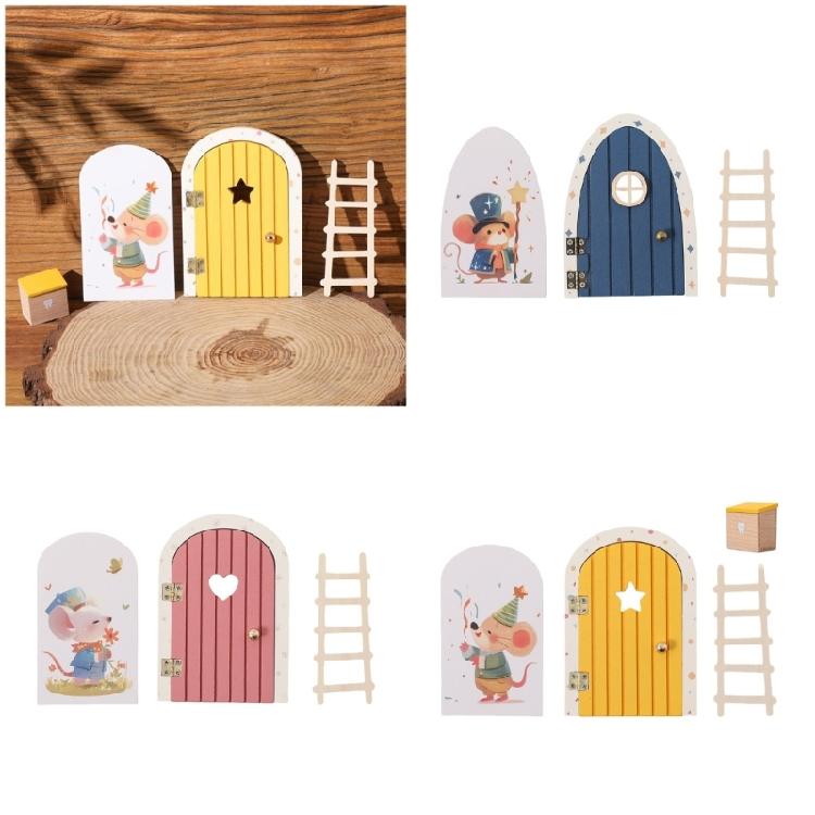 Easy Assemble Miniature Mouse Door Wooden Craft For Childrens Educational Toy And Home Styling