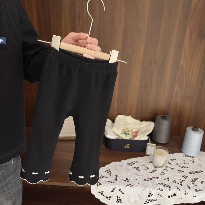 Baby Girl Elastic Slim Leggings Baby Girl Spring New Style Girls Elegant Slightly Flared Pants