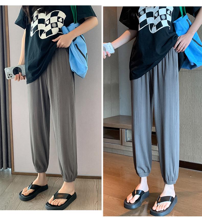 Damskie letnie spodnie haremowe z zielonego jedwabiu lodowego 2024: Wyszczuplające, drapowane, cienkie spodnie dresowe do sportu