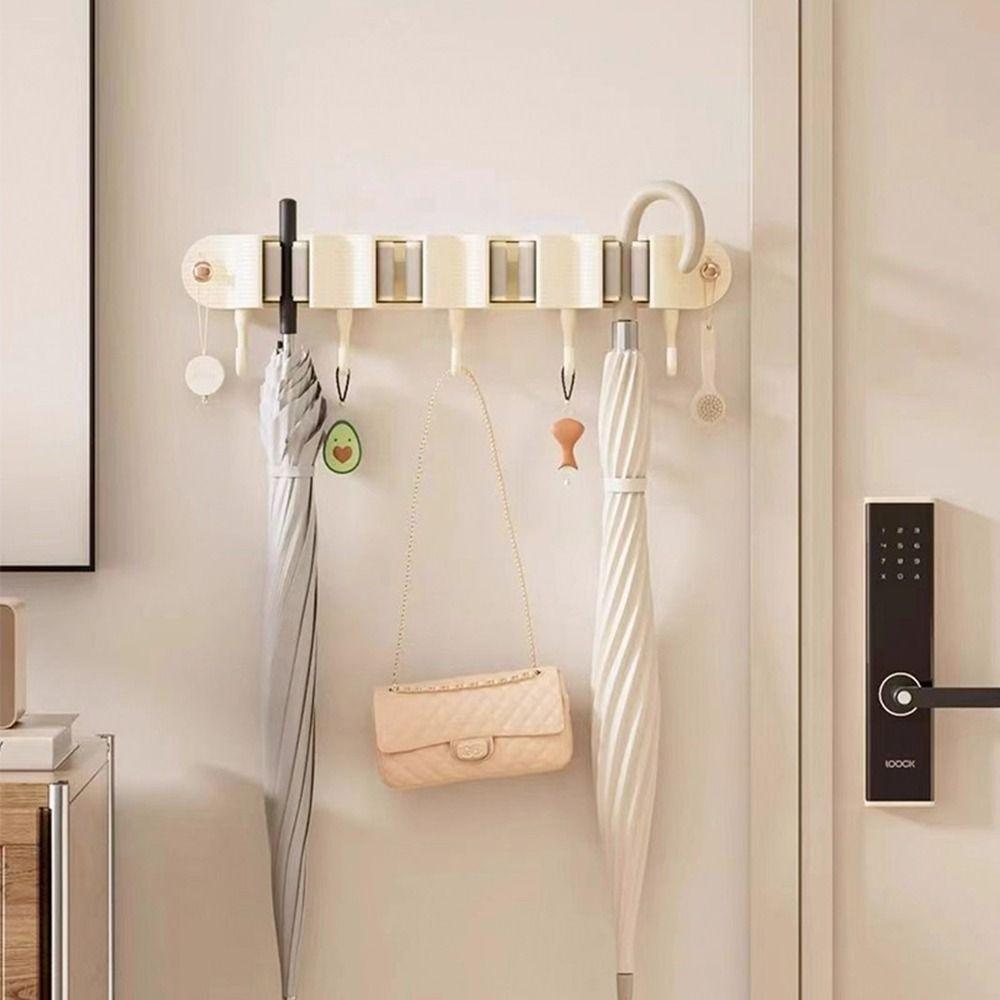 

No Drilling Broom Storage Rack Self-Adhesive Mop Hanging Hanger Mop Broom Organizer Kitchen серый