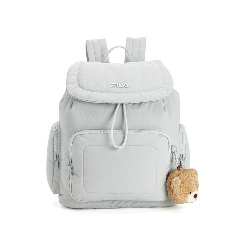 FILA Original Fashion Simple Cute Versatile Multi-Pocket Design Fabric Backpack Women backpack Silver F13W549166FSV Silver