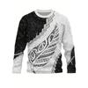 Maori Silver Fern New Zealand Print,Graphic Design Crew Neck Long Sleeves T-Shirt, Casual Comfy Sweatshirt for Spring Autumn