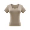 Women's Slim-Fit U-Neck T-Shirt: Trendy Summer 2025 Style, Solid Color, True Shoulder, Elastic, Short Sleeves, Thin Fabric.