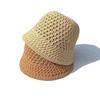 Handmade Crochet Floppy Top Summer Hats Collapsible Dome Bucket Hat Hollow Out Solid Color Beach Caps Simplicity Soft Women Hat