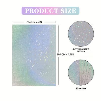 50 Sheets Sand Stars Holographic Sticker Paper (7.37×10.41 Cm), Journal Embellishments, Party Decorations, Shiny Overlay