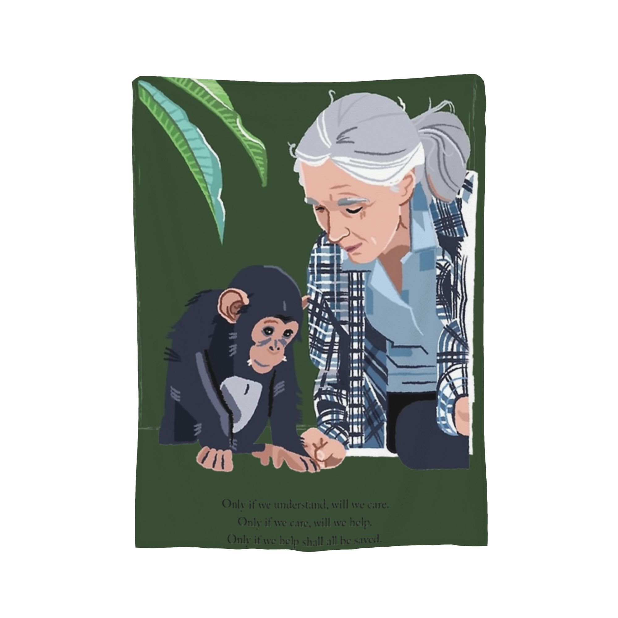 

Jane Goodall Portrait and Quote Blankets Velvet Summer Air Conditioning Multi-function Soft Throw Blanket Plush Thin Quilt 150x200cm