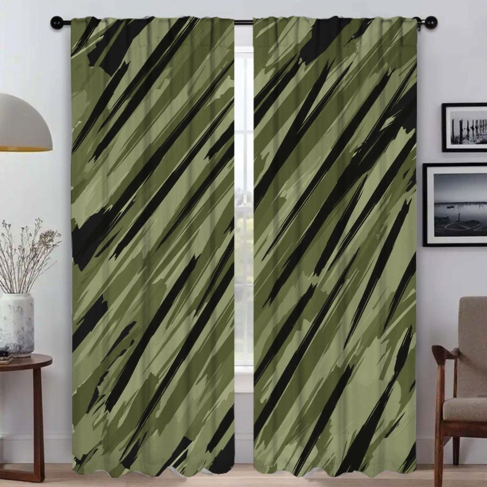 Painted Design Window Curtain for Room 2 Panel Modern Living Room Curtains 2 Pieces Partition Shades Home Interior Curtains