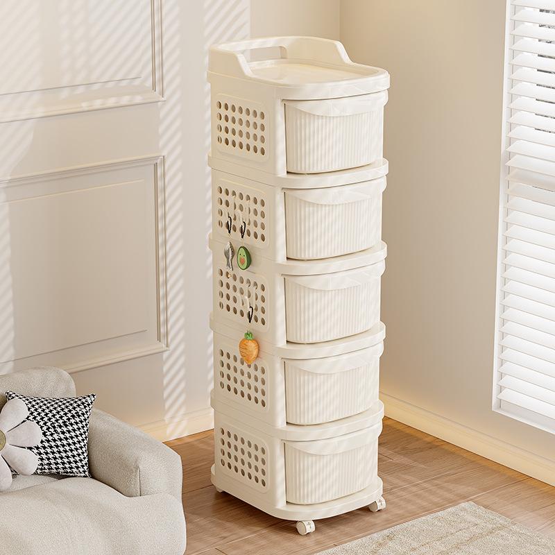 Movable Cream Storage Rack: Small Trolley with Drawer for Toys & Snacks