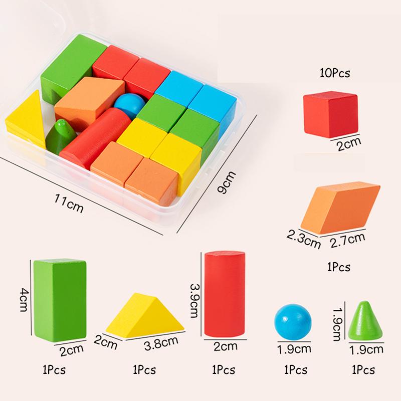 16/24/38Pcs  Wooden Building Blocks Set Assembled Building Blocks Baby Shape Color Early Educational Toys Gifts for Children