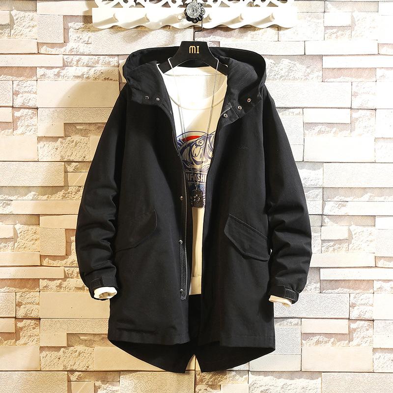 Men's Hooded Zipper Windbreaker Jackets Cargo Trench Coat Mens Casual Autumn Fashion Streetwear Cotton Jacket