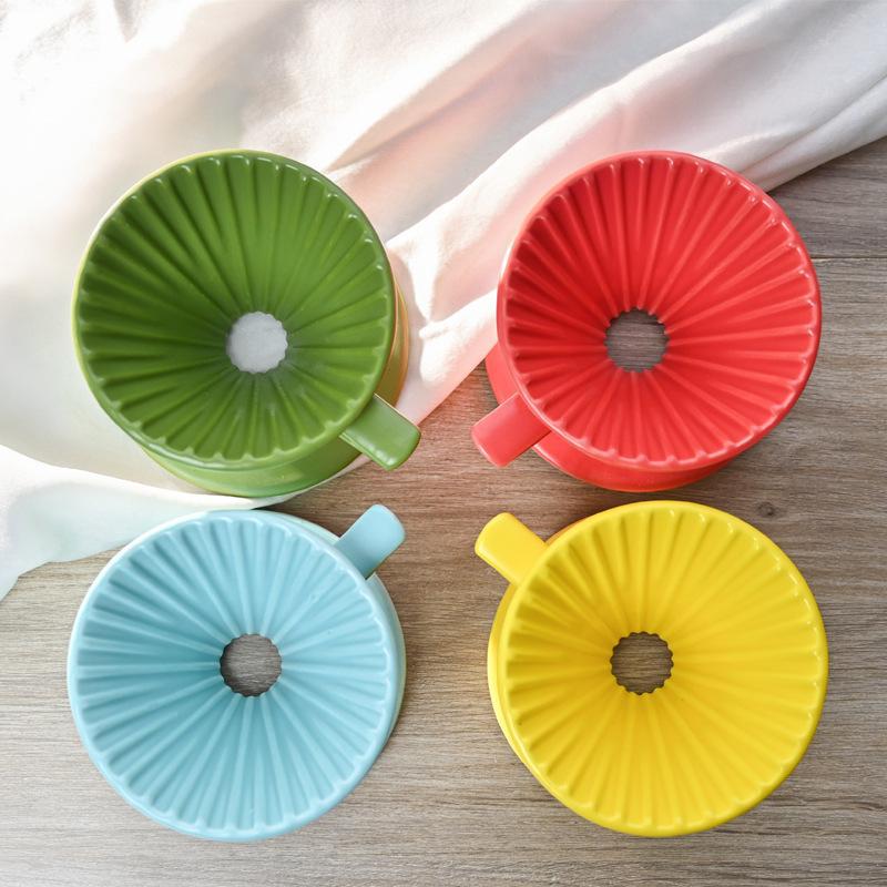 Ceramic V60 Pour-Over Coffee Filter Holder with Threaded Handle
