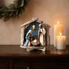Durable Wood Nativity Set Scene Wooden Tabletop Sign, Christmas Manger Holy Family Figurine Decor, for Table Decor Religious Xmas Desktop Ornament,