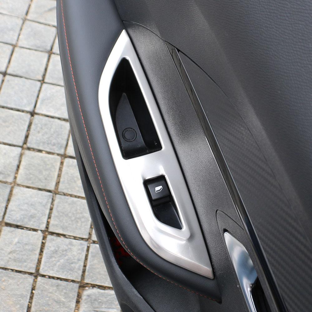 Car Window Glass Lift Button Panel Trim Cover for Peugeot 2008 2019-2023 E2008 2020-2022 LHD Stainless Steel Sticker Accessories