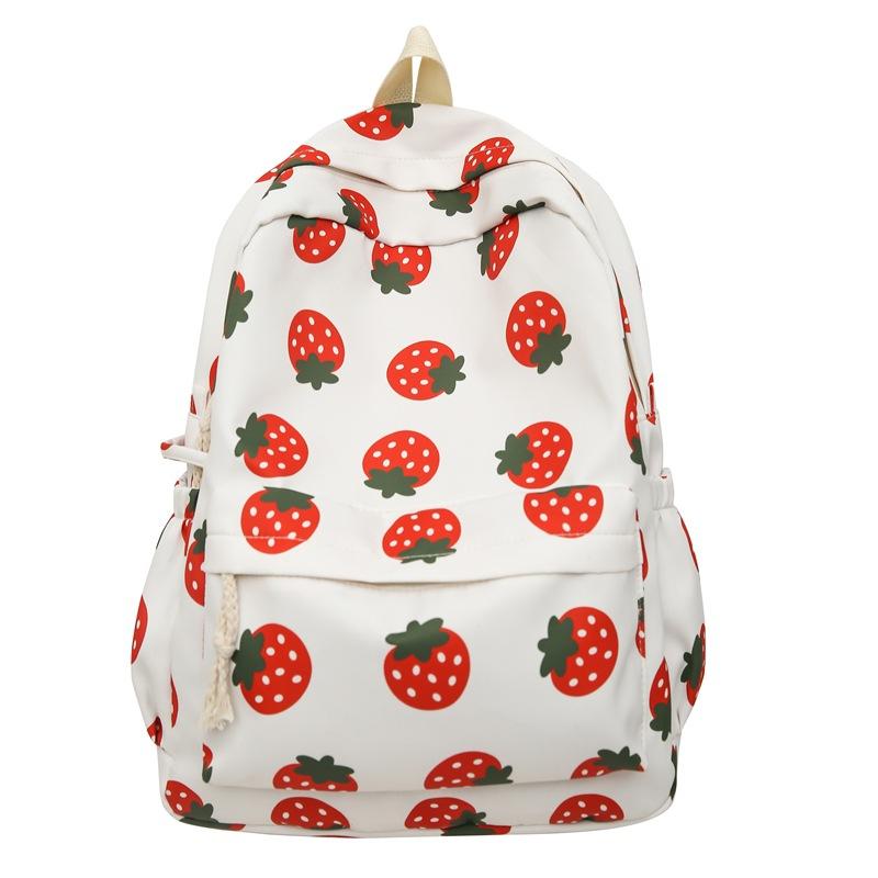 Schoolbag1011 new cute versatile backpack large capacity girls casual high value soft cute strawberry schoolbag backpack