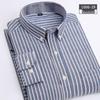 Men's Slim Fit Striped Plaid Oxford Long Sleeve Shirt