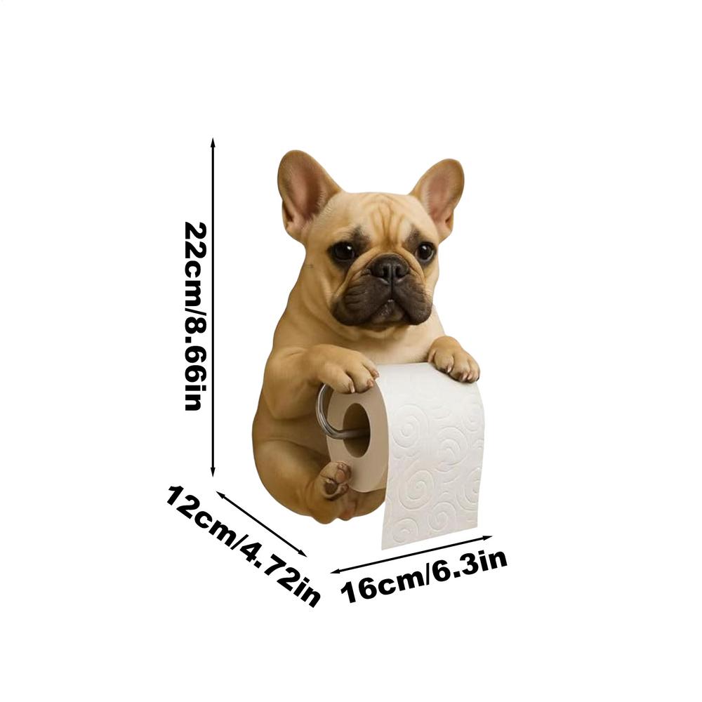 

Fun Cute Dog Wall-Mounted Toilet Paper Holder High quality Durable Resin Bathroom & Kitchen Tissue Roll Organizer Decoration
