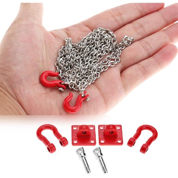 RC Tow Hook Chain, U Shaped Tow Hook Trailer Chain Assemble Parts for RC Climbing Crawler Car 1/18