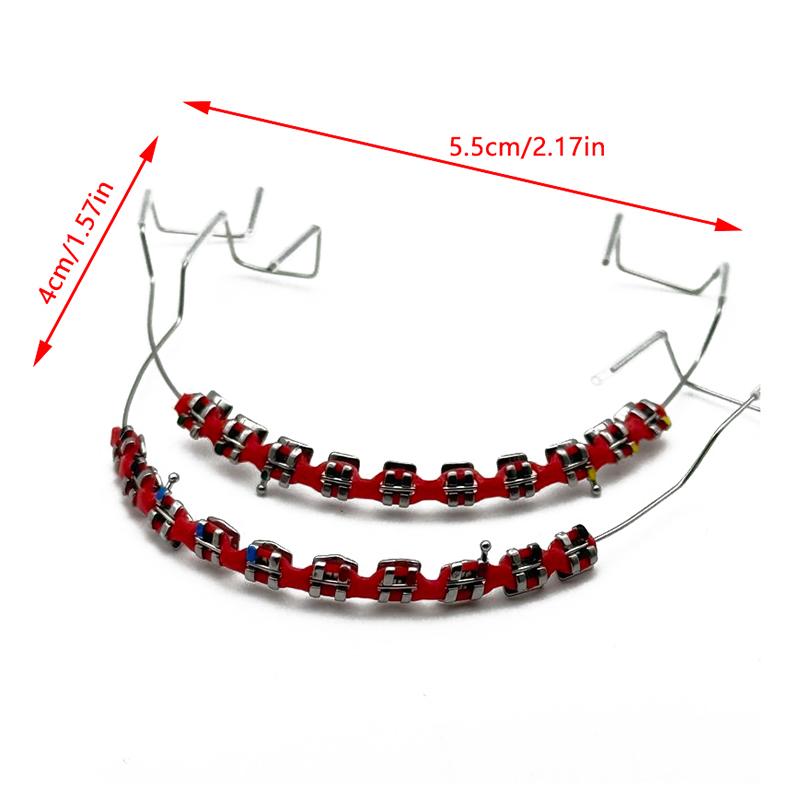 1Pair Colorful Brackets Dental Fake Braces With Hook Temporary Tooth Decoration With Metal Wires Bracket Ligature Tie