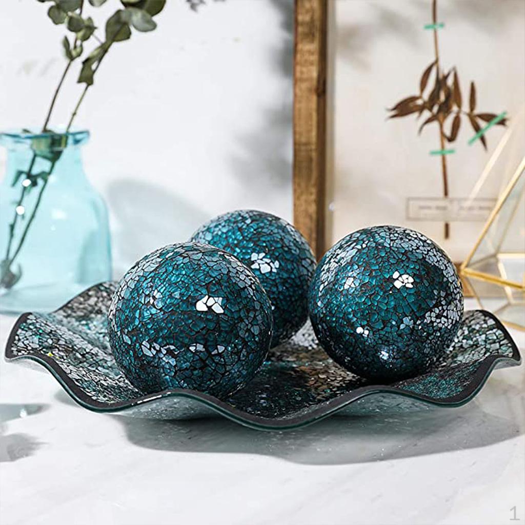 -Ball Balls Set Centerpieces Bowls 8cm Glass for Coffee Table Decor
