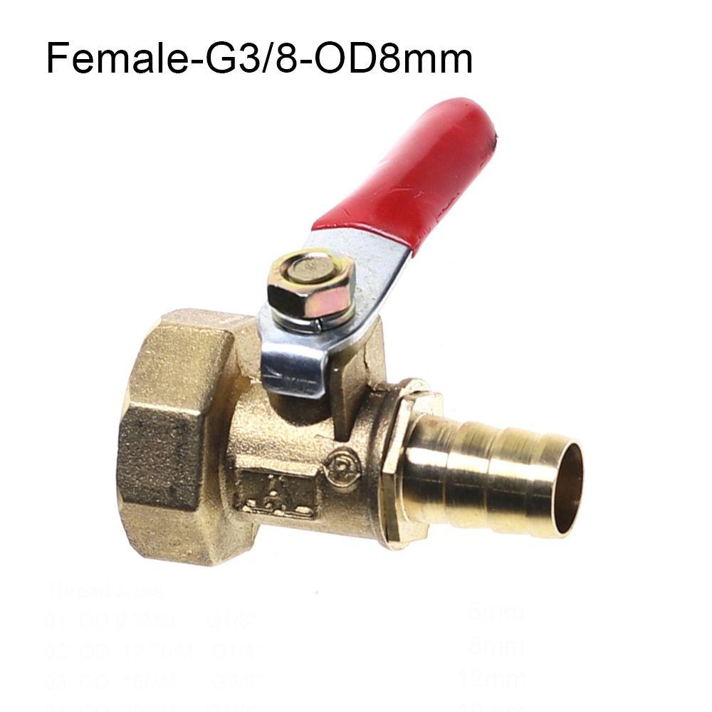 Red Handle Pneumatic Connector Pipe Fittings Hose Barb Coupler Ball Valve  Water Oil Air Gas Fuel