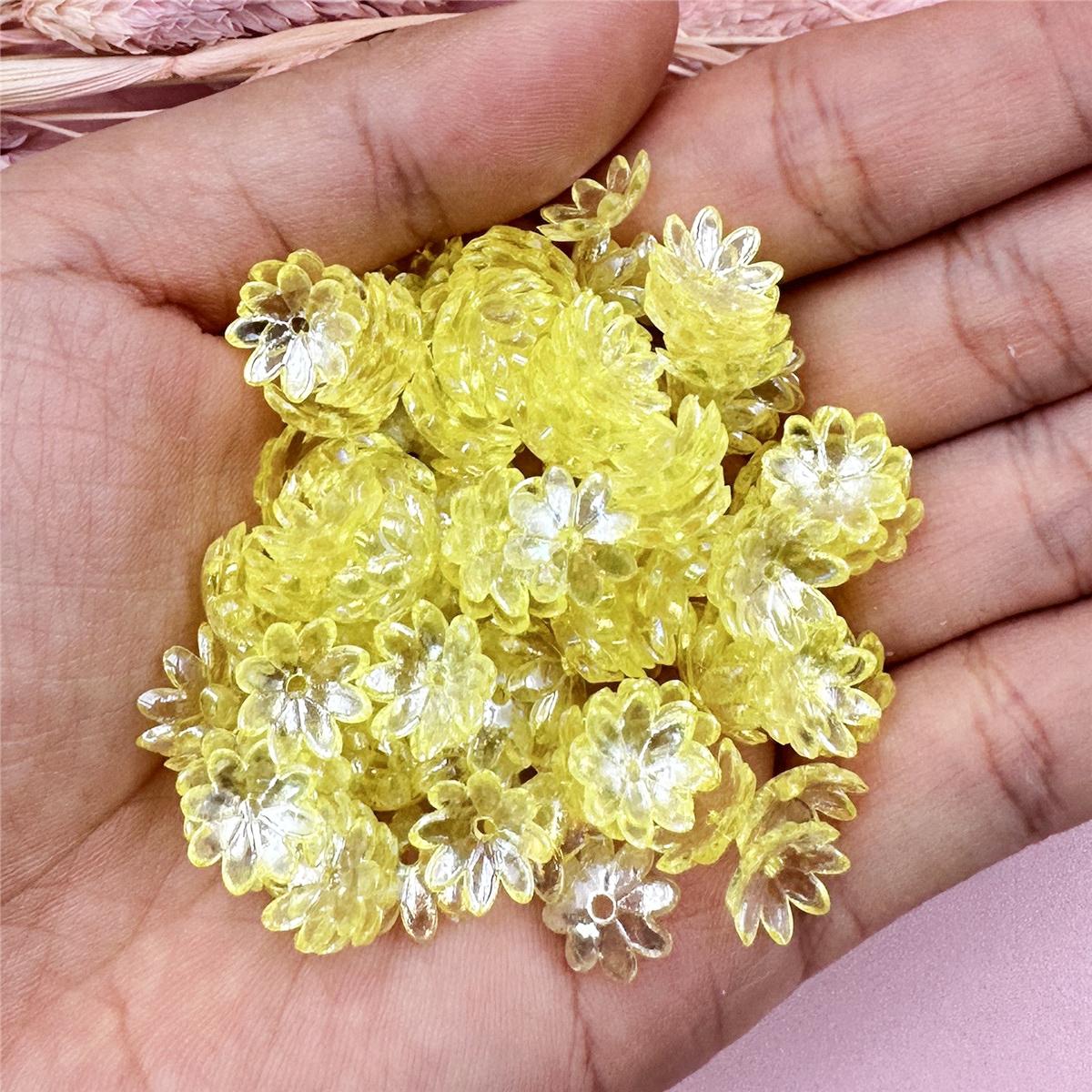 

100 шт. 9,5 мм модные акриловые цветочные бусины для изготовления браслетов и ожерелий DIY ювелирные аксессуары жёлтый