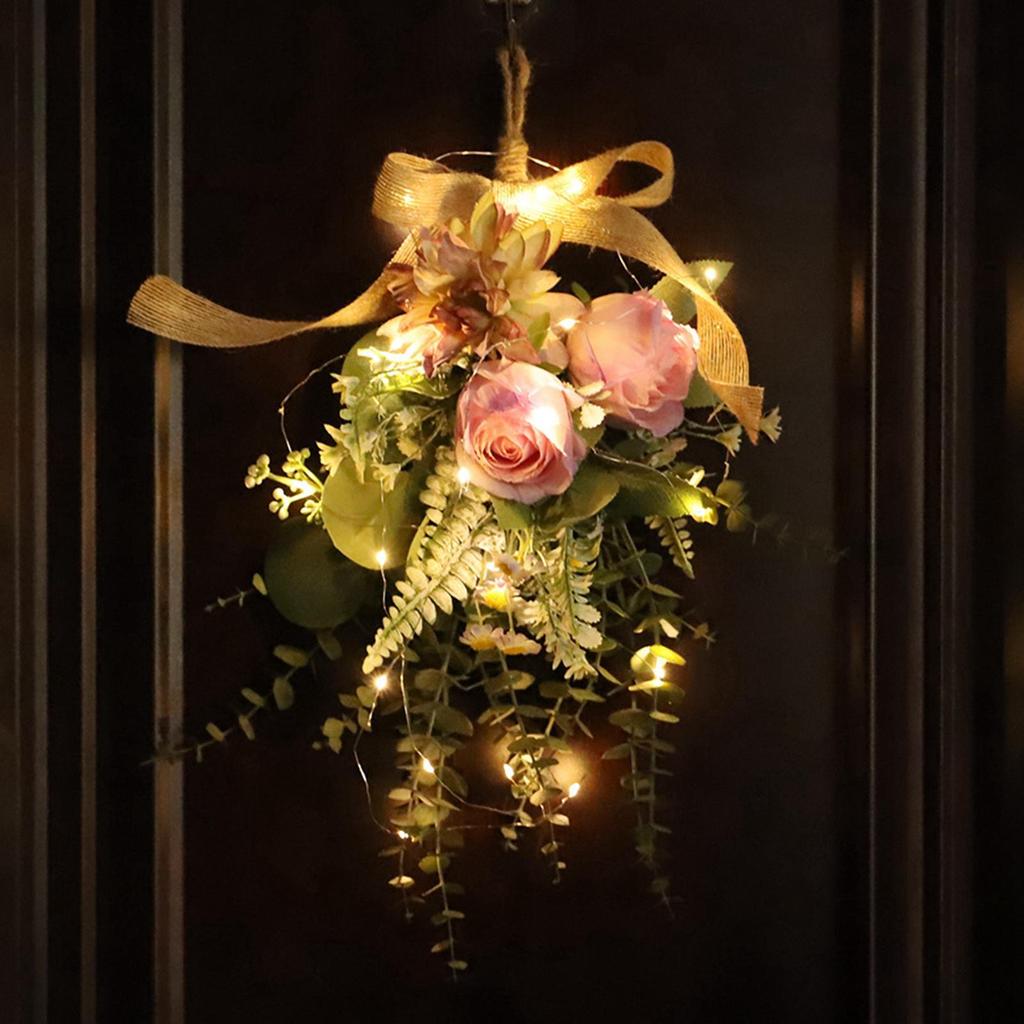 Artificial Floral Swag Flower Teardrop Wreath Decor Sturdy Garland for Wedding Anniversary