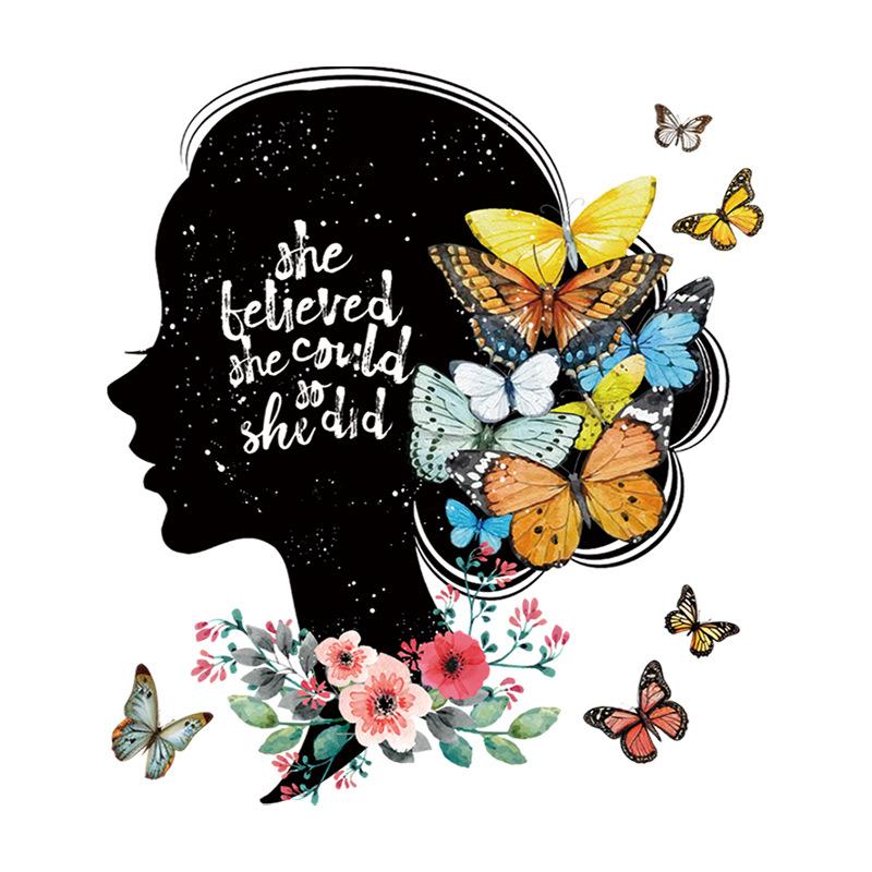 

Наклейки на стену с цветочным принтом бабочек, персонализированные наклейки для украшения спальни изголовья кровати, фоновые наклейки 30x60cm разноцветный