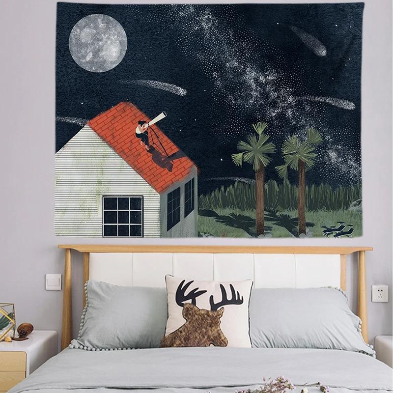 Böhmischer Stil Wohnen Illustration Dekorative Wandteppich Heim Wanddekoration Büro Wohnzimmer Wandteppich