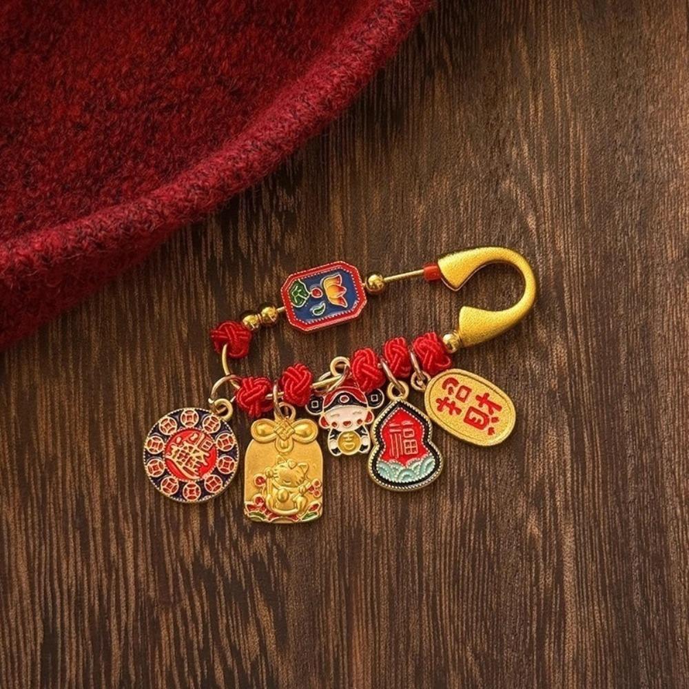 Horse Year Lucky Pins Gold Sand-plated Ornaments Fashion Guardian Brooch  Newborn Baby