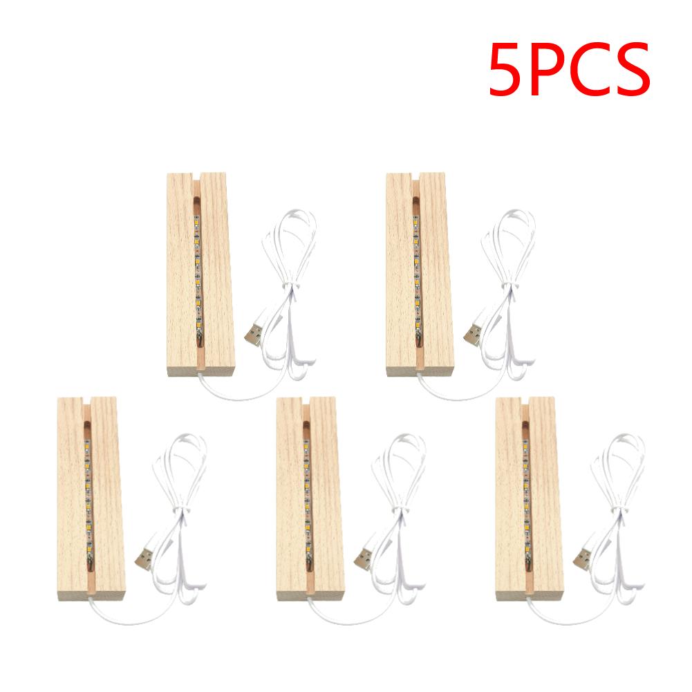 Practical LED Wood Display Base Rectangle Crystal USB Lighted Stand 3D Handmade USB Wooden Base Ornaments Decor