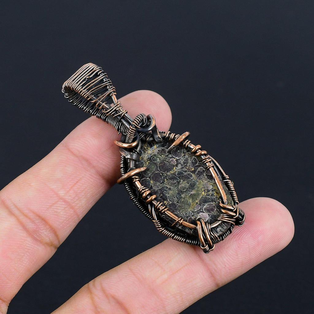 Dragon Blood Jasper 999 Copper Wire Wrapped Pendant, Handmade Gemstone Pendant Jewelry, Gifts For Wife Brand New Pendant