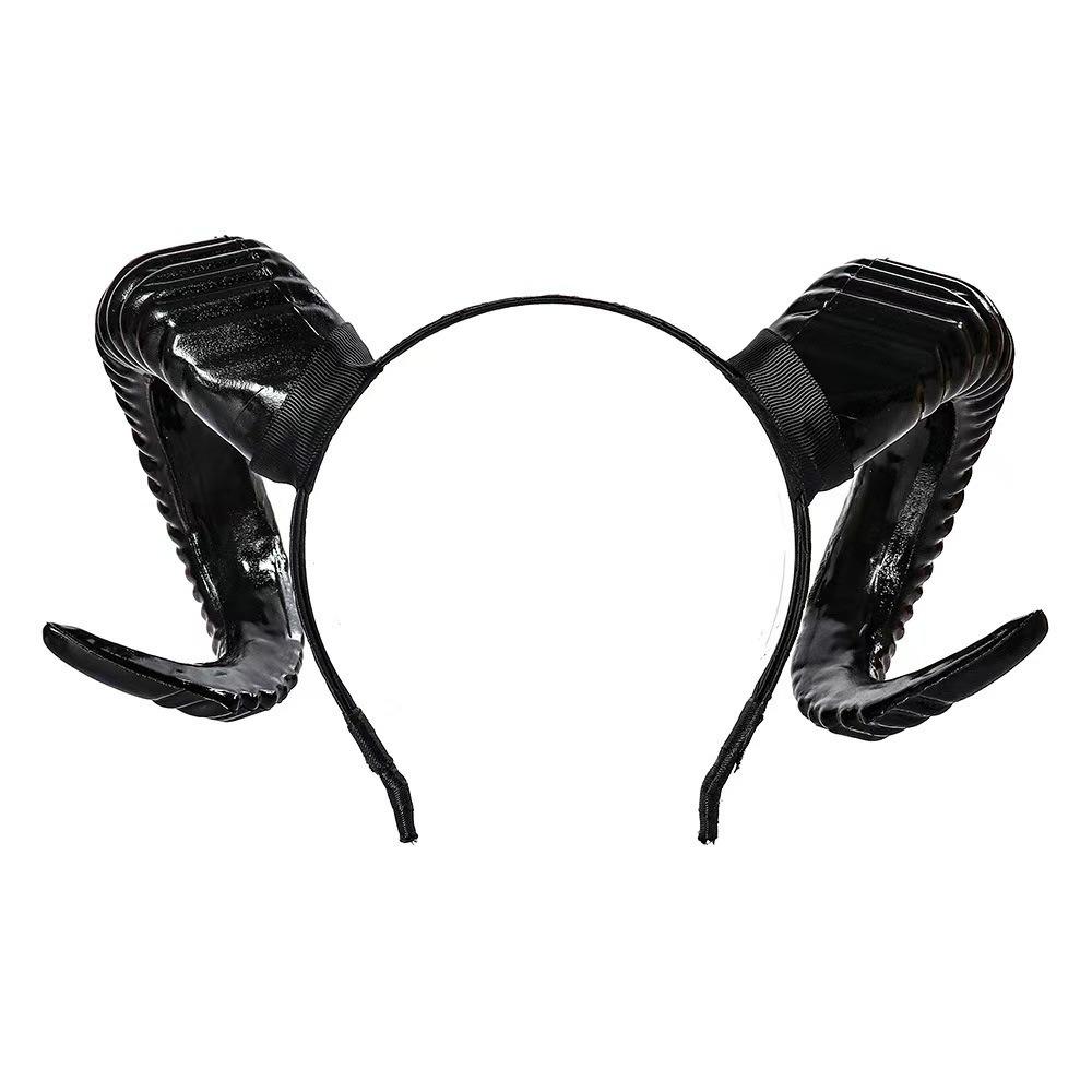 Artificial Black Demon Horn Headwear Realistic Goat Horn Hair Hoop  Children