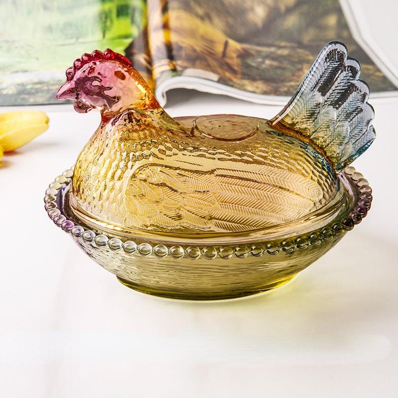 Crystal Glass Fruit Plate with Lid,Creative Transparent Home Decor,Living Room Dried Fruit Storage Plates,Candy Snack Organizer