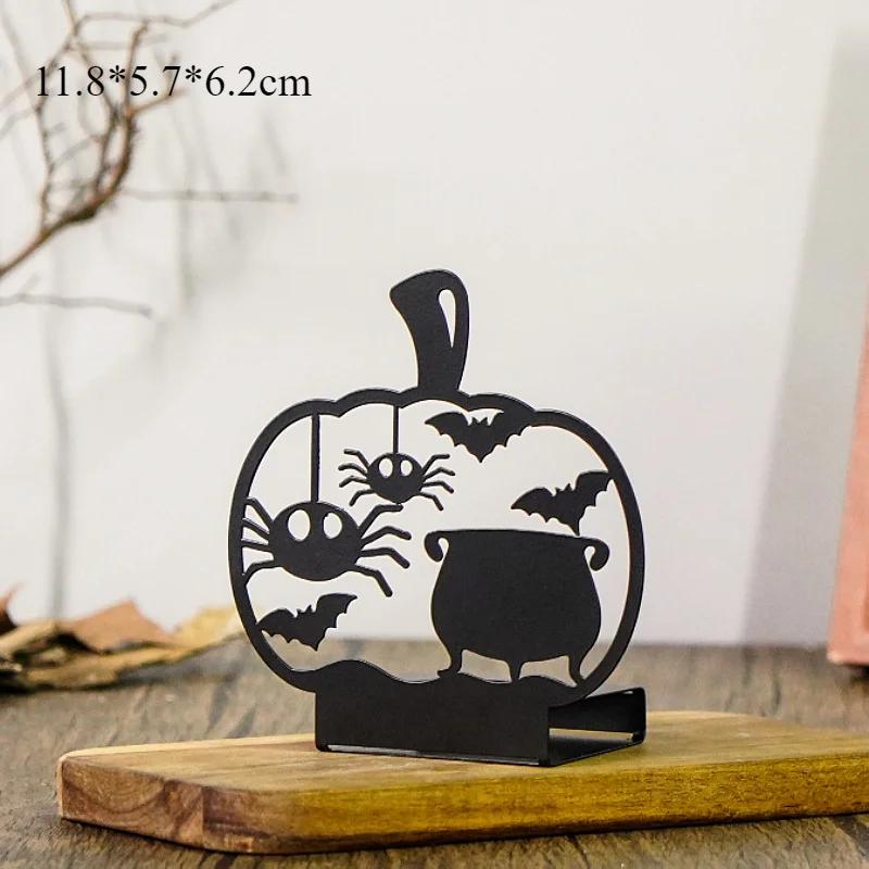 Handcrafted Wrought Iron Candle Holder Lamp Spooky Halloween Décor Unique Creative Ornament for Your Home's Festive Atmosphere