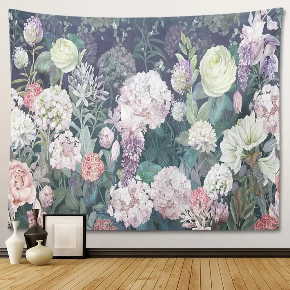 Retro European Style Floral Plant Theme Wall Hanging Bedroom Decorative Wall Tapestry Home Room Living Room Decoration