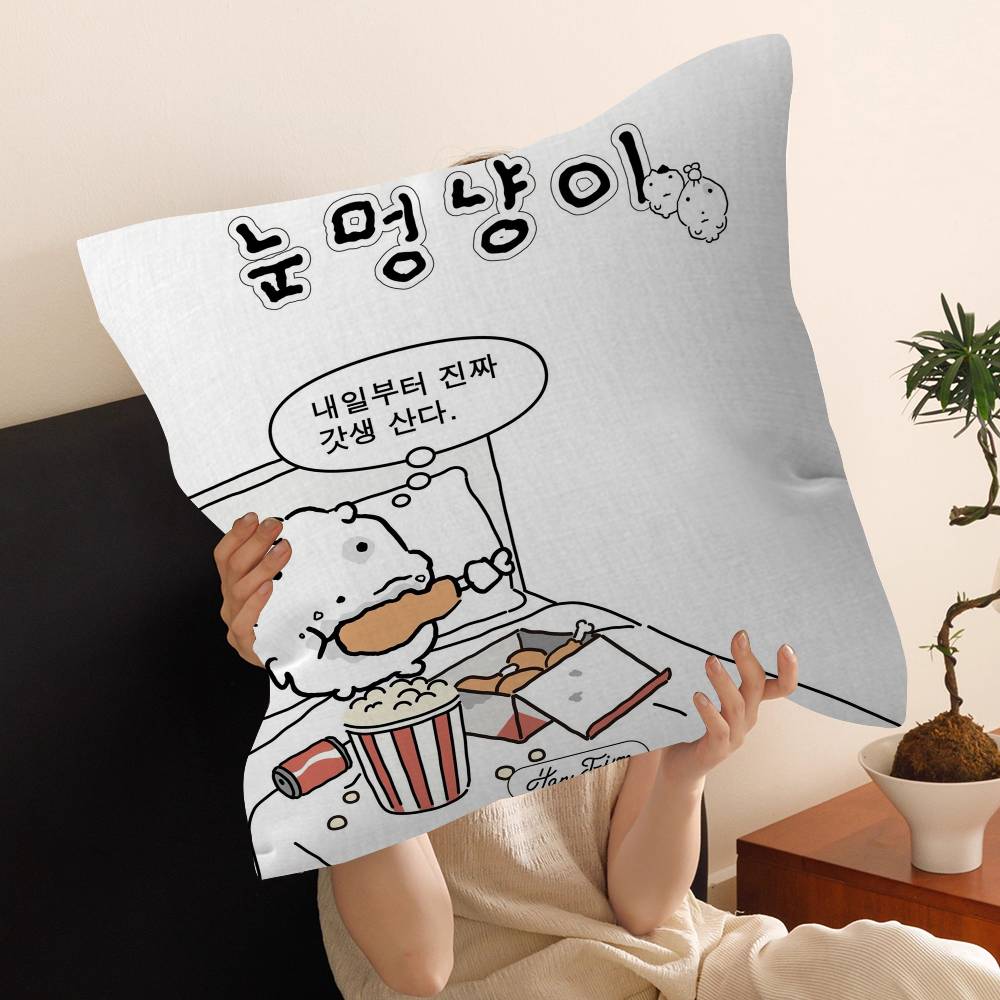 N-Neujeok Pillow Covers Cartoon Sofa Decorative Home Double-sided Printing Short Plush Cute Cushion Cover